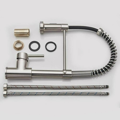 Commercial Kitchen Sink Faucet Spring Pull Down Sprayer Single Handle Mixer Tap - Picture 8 of 8