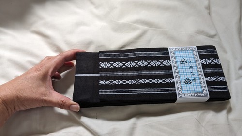 Japanese Traditional KAKU OBI Kimono Belt Cotton 100% Black Made in JAPAN - Picture 6 of 7