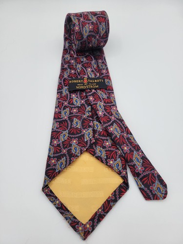 Corbata geométrica de diseñador de seda negra para hombre Robert Talbott Best of Class ~ S59 - Imagen 3 de 8