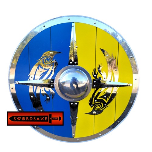 Medieval Assassin Valhalla Odin Raven Norse Viking Wood Shield Steel Ukraine - Bild 1 von 5