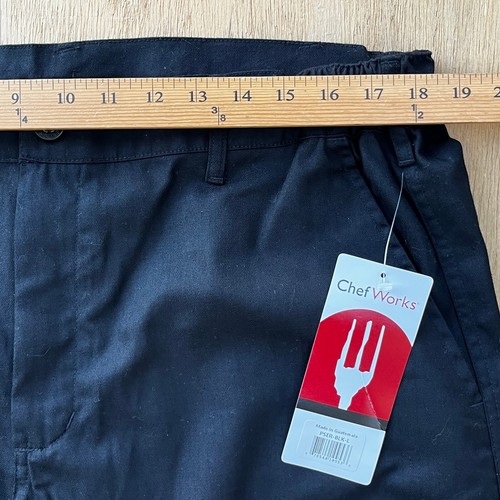 CHEF WORKS EXECUTIVE CHEFS TROUSERS MEN’S BLACK PANTS sz LARGE 36W x 32L NWT - Picture 10 of 13
