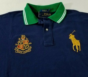 black polo shirt with gold horse