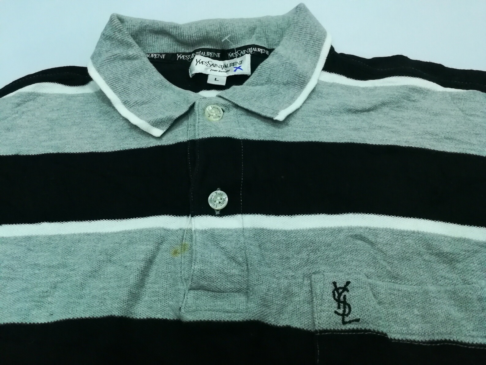 Polo YSL YVES SAINT LAURENT pour uomo L vintage classica tasca a righe