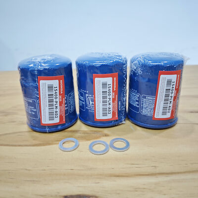 #ad 3 Honda Genuine Oil Filters WITH Drain Plug Washer 15400 PLM A02 NEW SEALED $18.89