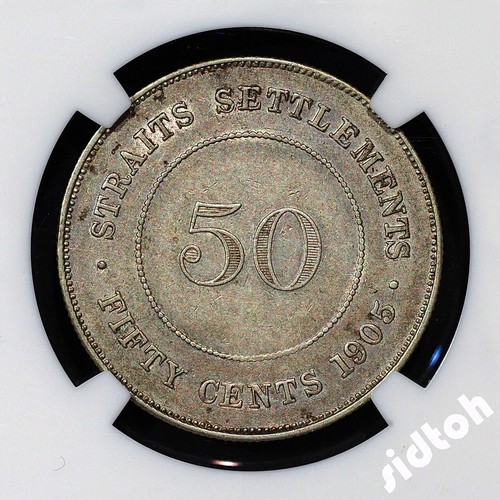 ST STRAITS SETTLEMENTS SUPERB 50 CENTS 1905 KG EDWARD COIN NGC XF45 KM-25 - Picture 5 of 5
