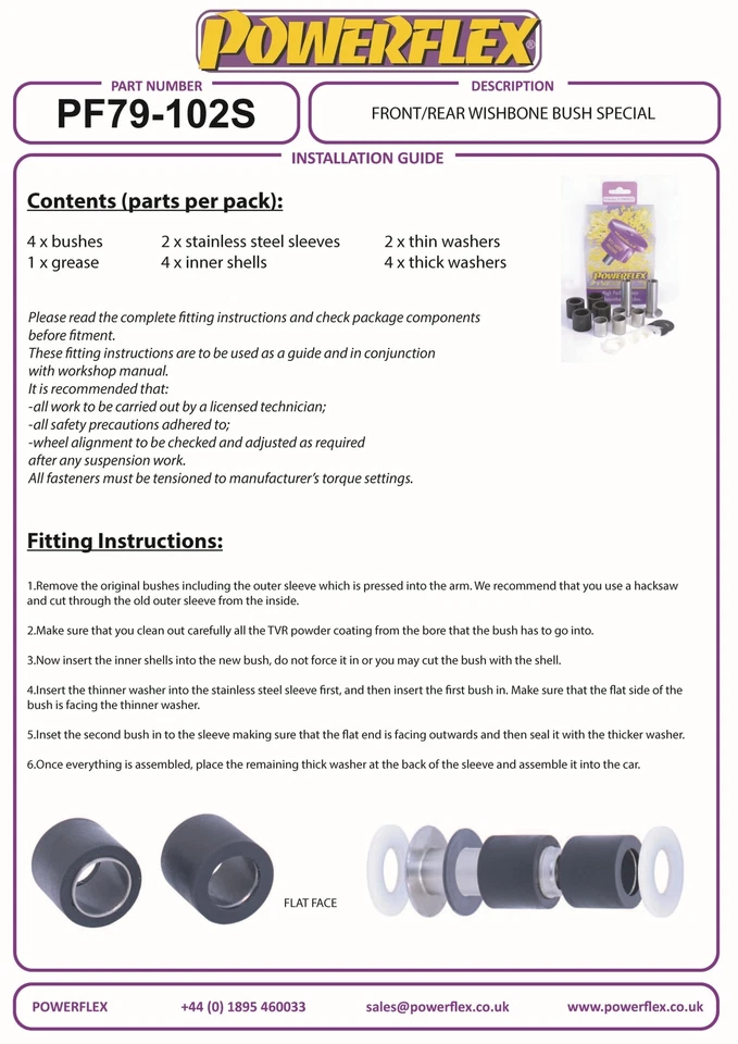 Powerflex Road Serie Ant. / RR Boccole Forcella Special per Tvr Cerbera - Immagine 3 di 4