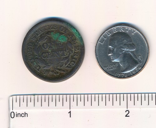 1845 Braided Hair US Large 1c Cent - Picture 2 of 2