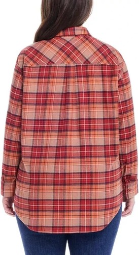 Weatherproof Vintage Women's Lightweight Plaid Flannel Shirt, Orange, XL - Picture 2 of 3