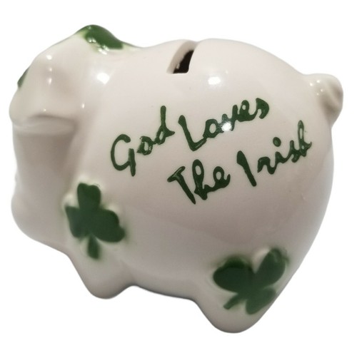 VINTAGE LEFTON CHINA MADE IN JAPAN "God Loves The Irish" PIGGY BANK ☆RARE☆ - Picture 2 of 9