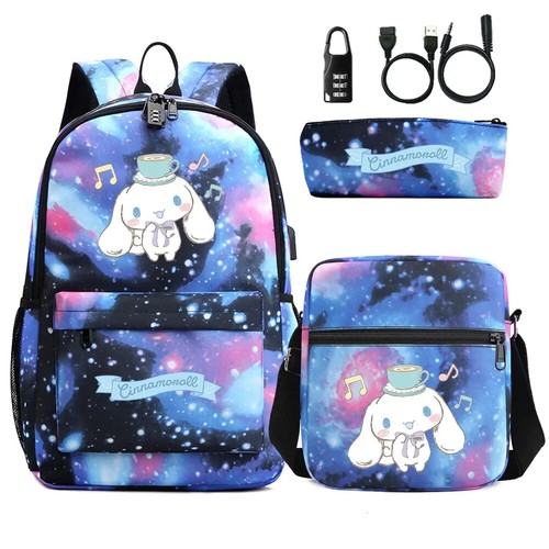 Cinnamoroll USB Anti-theft Lock School Book Bags Backpack Shoulder Bag Pen Bags - Picture 42 of 56