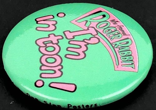 Disney Amblin Who Framed Roger Rabbit Button I'm In Toon! 1987 Vintage 1 1/4" - Picture 5 of 8