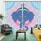 Elephant Circle Hoop 3D Curtain Blockout Photo Printing Curtains Drape Fabric