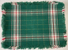 PLAID PLACEMATS (5) GREEN WHITE PLAID FRINGE  NEW