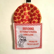 JMLE 2 Piece Pet Toy 8 in Pizza 1 Squeaker Crinkley Take Out Box Tug Toss Fetch