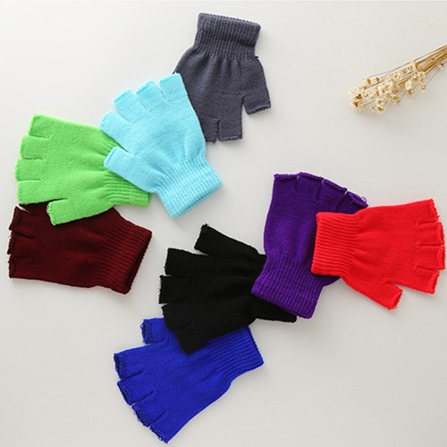 Women Girls Winter Warm Knit Knitted Casual Gloves Stretch One Size Solid Colo ! - Picture 12 of 20