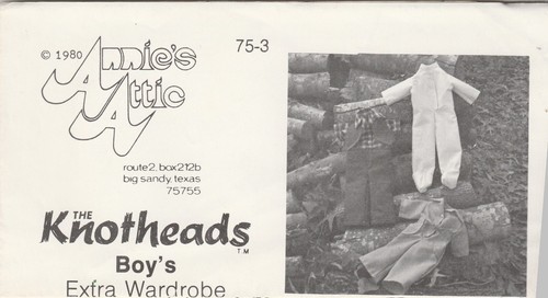 KNOTHEADS BOY 2 Patterns 1980 -Annie's Attic FF NEW-Unused-Doll & Extra Clothing - Picture 3 of 5