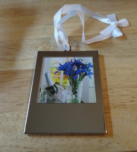 Hanging 2x2" Photo Non-tarnish Silver Frame Ornament Solid Back White Ribbon - Picture 2 of 10