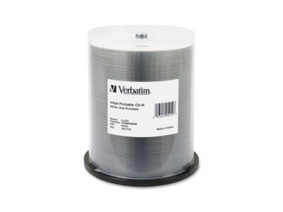 Verbatim 700 MB 52X CD-R White Inkjet Printable 100 Packs Media Model 95252