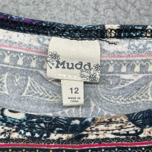 Mudd Girls Dress A-Line Multicolor Geometric Short Sleeve Scoop Neck Size 12 - Picture 5 of 10