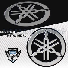 BRUSHED ALUMINUM 2.125" YAMAHA 3D METAL BADGE LOGO EMBLEM FENDER STICKER DECAL