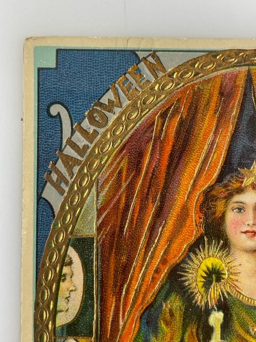 RARE UNKNOWN PUBL HALLOWEEN POSTCARD (gelatin) GERMANY 1911 Witch Fortune Teller - Picture 2 of 11