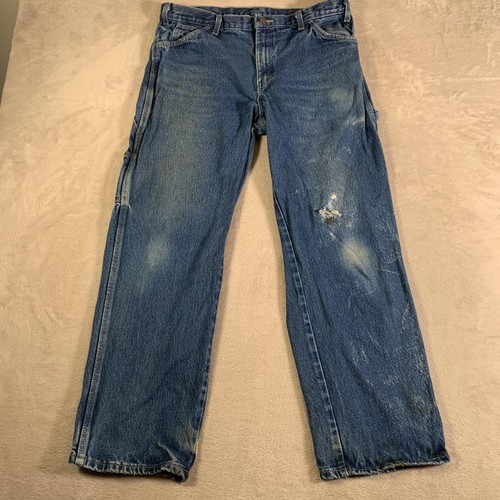 Jeans Dickies Para Hombres 34x30 Azul Denim Carpintero Ropa de Trabajo Calce Relajado Envejecido - Imagen 1 de 14