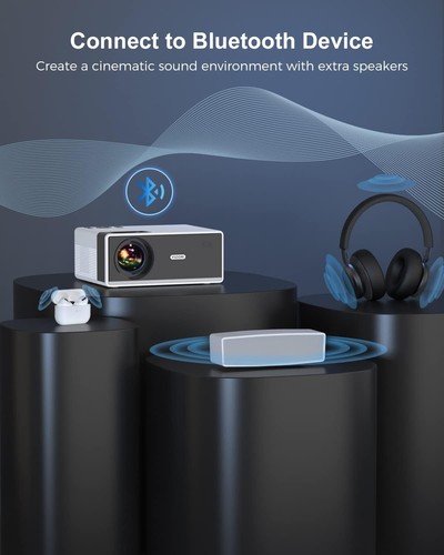 FUDONI Projector - WiFi and Bluetooth - Outdoor, Portable, 4K Support, Screen - Picture 2 of 6