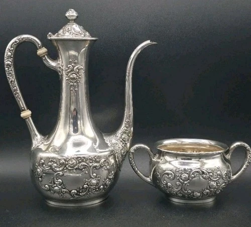 GORHAM STERLING SILVER LANCASTER LA SCALLA TEA SET TEAPOT AUCTION NO RSV 341 GRM
