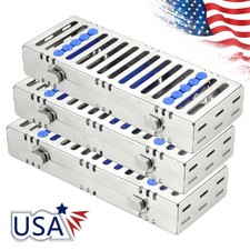 3 SANDENT DENTAL AUTOCLAVE STERILIZATION CASSETTE RACK BOX TRAY FOR 5 INSTRUMENT