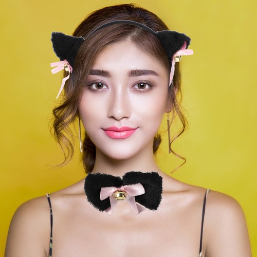 5PCS Costume Cosplay Gatto Orecchie Collare Zampe Guanti Lolita Gotico - Foto 7 di 11