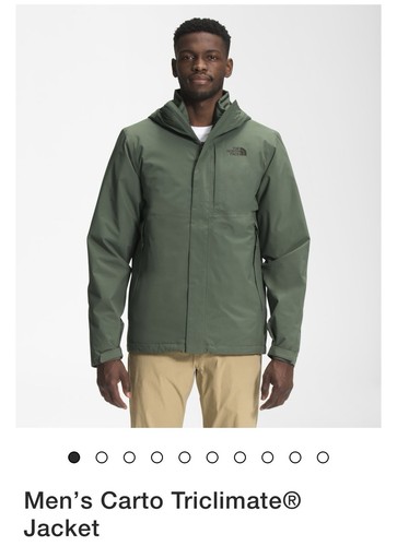 The North Face Carto Triclimate Shell Jacket 3 in 1 Coat | L Green Zip Hood Mens - Picture 6 of 11