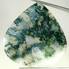 69.80Cts 100 Natural Moss Agate Pear Cabochon Gemstone 39X41X6MM
