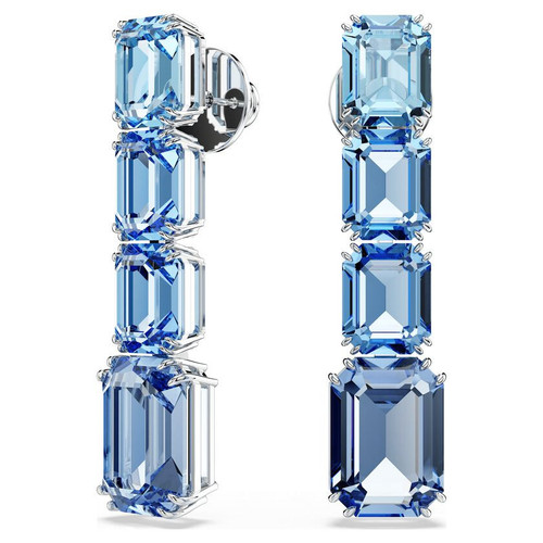 Pendientes colgantes Swarovski Millenia, corte octágono, azul degradado, rodio 5696516 - Imagen 2 de 5