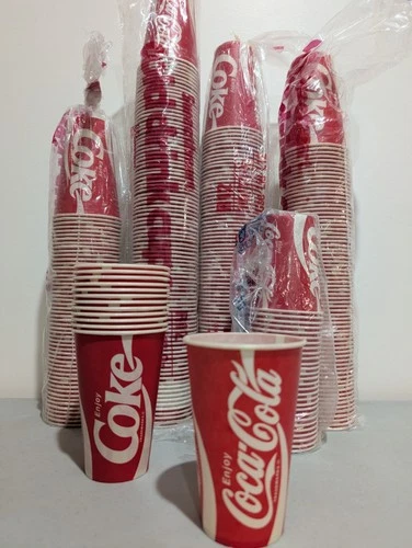 Vintage COCA-COLA 9oz. Wax Paper Cups Sweetheart Brand 1980s Unused Lot (48)