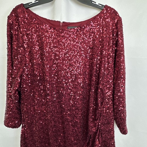 Jessica Howard Lined Sequins Dress Burgundy Sz-24W - Picture 2 of 15
