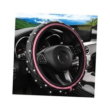 Bling Car Steering Wheel Cover, 15" Anti-Slip Elastic Stretch Leather Pink