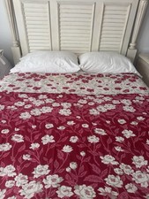Vintage Jacquard red rose reversible bedspread quilt full-size Cotton Fringed