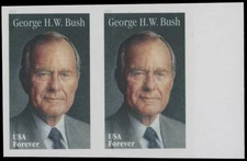2019, USA PRESIDENT GEORGE BUSH 55C, HORIZ PAIR-DIE CUTTING OMITTED NH, SC#5393a