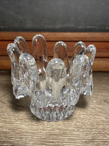 Vintage KOSTA BODA Sunflower Candle Holder Original MCM Clear Glass 3.5” T F2 - Picture 4 of 10