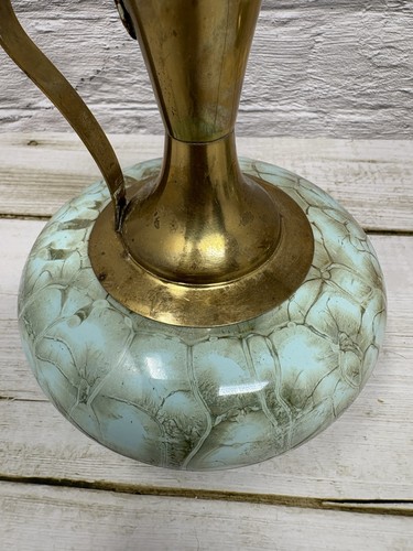 Set of 3 Delft Holland Hand Painted Ceramic and Brass Ewers Blue and Gold MCM - Picture 3 of 24