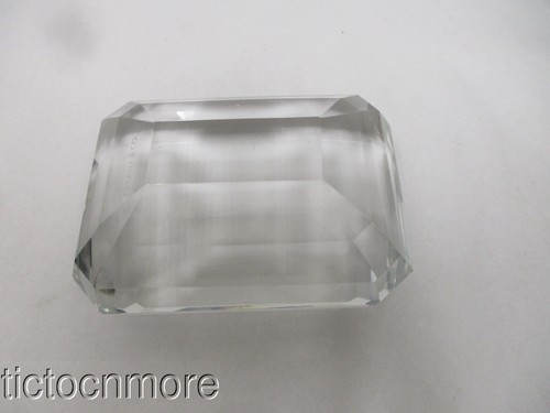 RETRO TIFFANY & CO FACETADO CORTE ESMERALDA CRISTAL ESCULTURA PISAPAPELES GRANDE 4" - Imagen 5 de 10