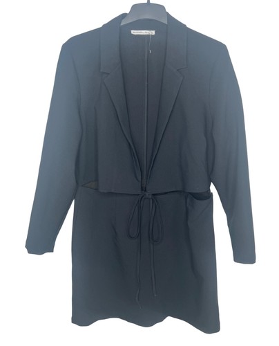 Abercrombie & Fitch Womens Black Open-Front Blazer Dress With Tie Waist XLT - Picture 10 of 17