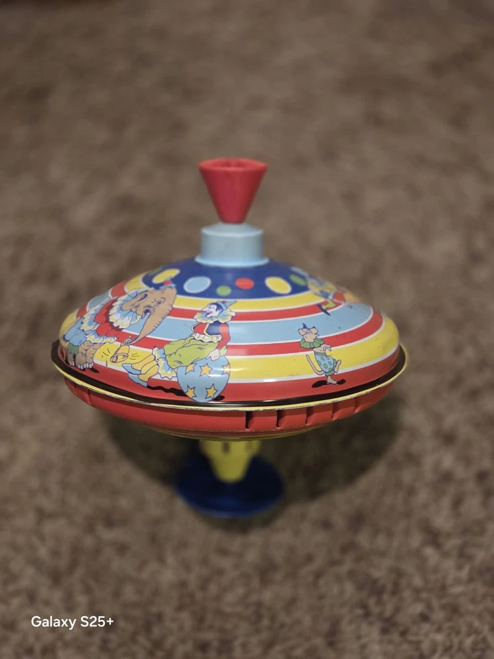 Schylling Spinning Top Circo Payaso Metal Lata Juguete Retro Niños’s 60 EE. UU. DIFÍCIL DE ENCONTRAR Foto 3 de 4