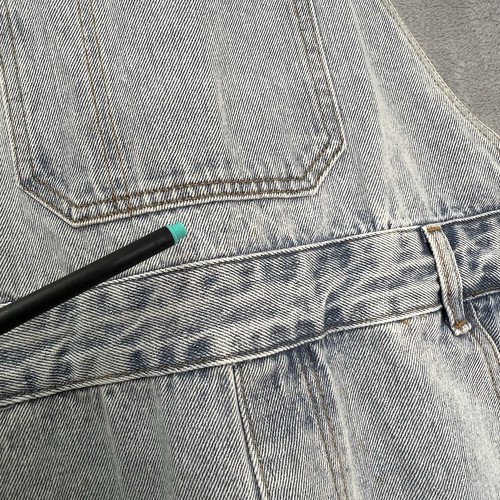 POL Patchwork Distressed Light Wash Denim Overall Damen Größe L Artsy Painter - Bild 2 von 20