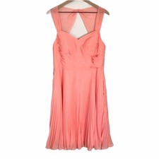 Azazie Alana Pleated Sleeveless Dress Sunset Coral Size 14 NWT Bridesmaid