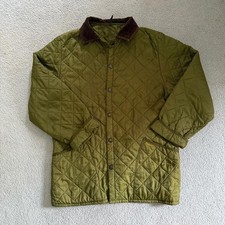 Barbour Green Lightweight Quilted Jacket with Corduroy Collar