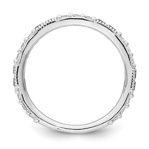 Sterling Silver Rhodium-plated Blue Spinel & Cubic Zirconia Ring Size 8 - Picture 2 of 6