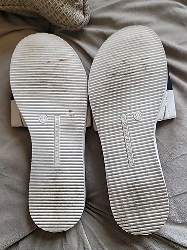 Tommy Hilfiger Black White Slides Sandals Shoes Women's 6 1/2M TWSOXY-T 141 0421 - Picture 8 of 10