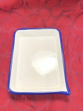 Cesco Enamelware White  Blue Rectangle PHOTO FILM PROCESSING TRAY -- 9388