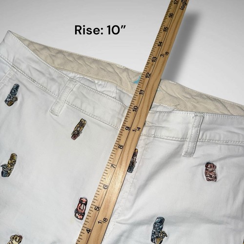 Tommy Bahama Embroidered Tiki Shorts Mens 33 White Chino Hawaiian Colorful Beach - Picture 7 of 13